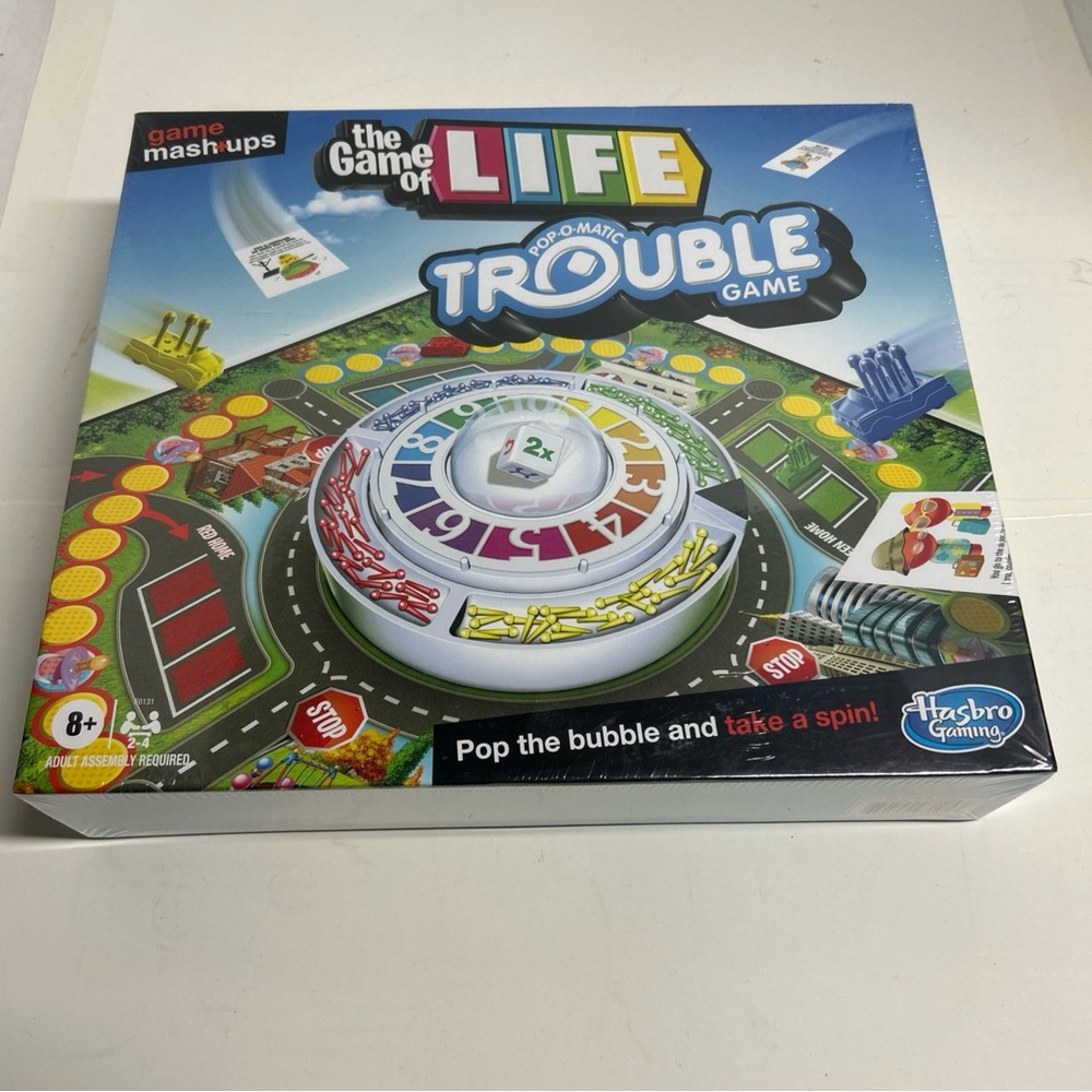 HASBRO GAME MASHUPS THE GAME OF LIFE / POP-O-MATIC TROUBLE GAME